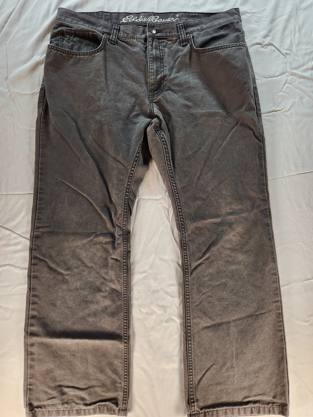 Eddie Bauer Straight Leg Gray Denim Jeans Dark Wash Regular Fit Size 38X30